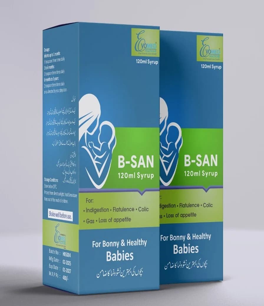 B-SAN 120 ml syrup carton, front and side